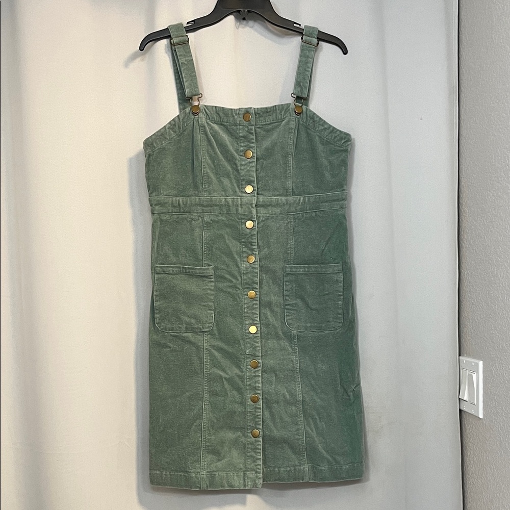 Green Button-Front overall dress Medium